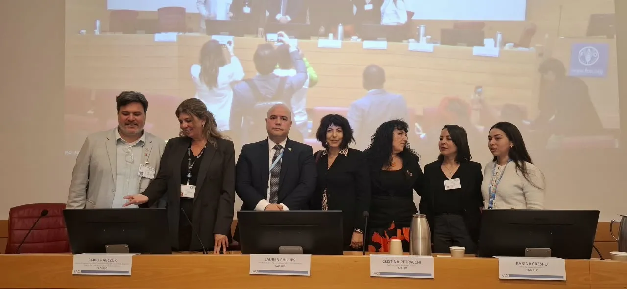 Panelistas de la sesión Partnerships and Knowledge for Agrifood Transformation in Latin America en el World Food Forum 2026 en la sede de la FAO en Roma