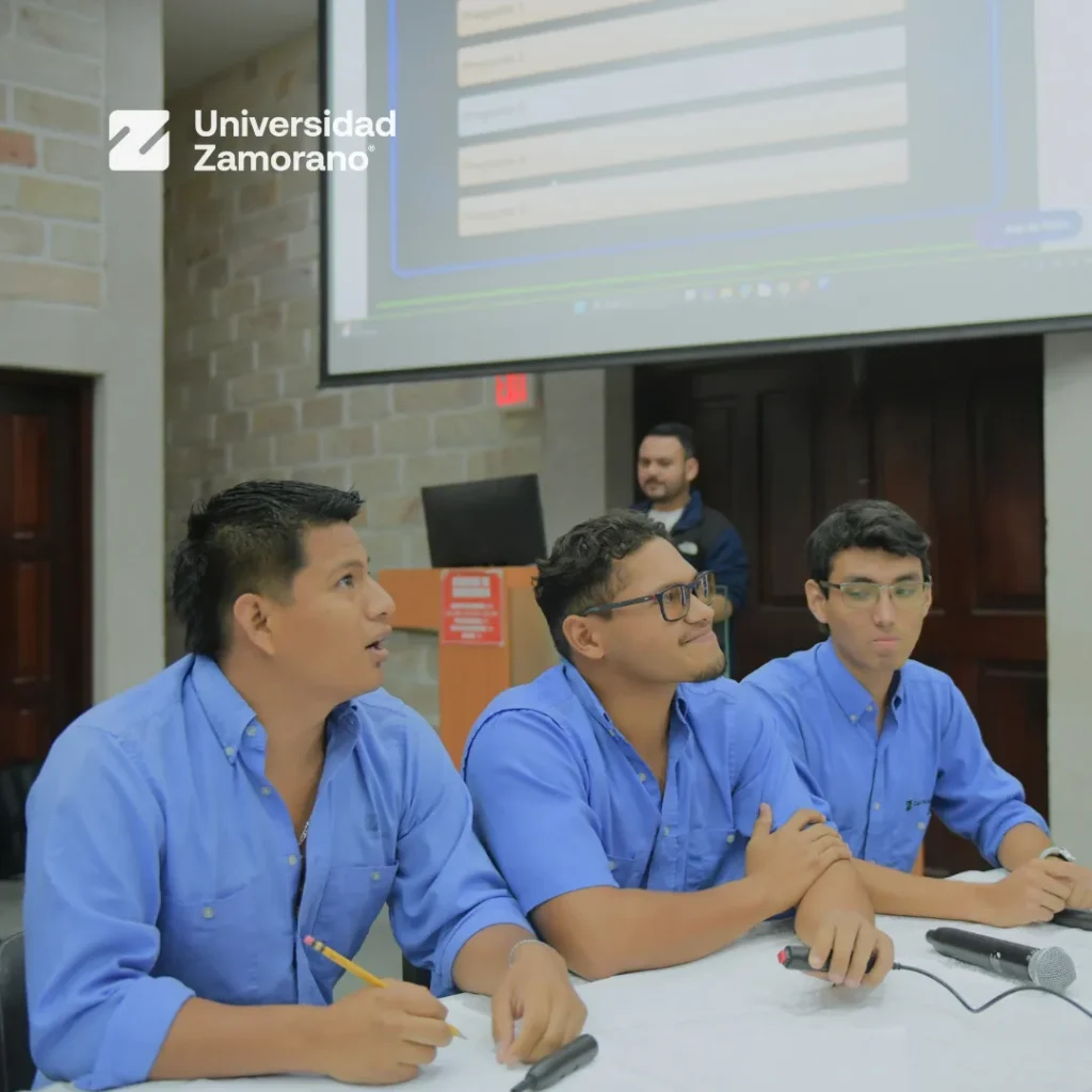 Equipo de estudiantes de la Clase 2028 respondiendo preguntas durante las Olimpiadas del Conocimiento 2026 en la Universidad Zamorano